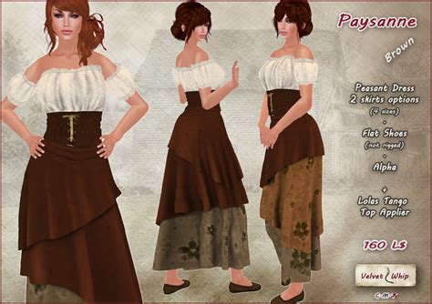 Second Life Marketplace - [V/W] Paysanne in Brown - Reinassance or fantasy peasant dress with ...