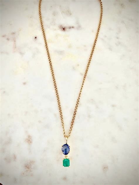 6.20 Carat Vintage Sapphire Emerald Pendant Necklace 18 Karat – EmeraldsMaravellous