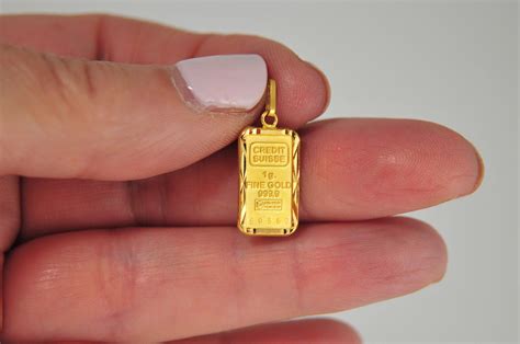 1 Gram 24K Suisse Gold Bar Pendant in 18K Gold Frame | Gold bar pendant, Bar pendant, Gold bar