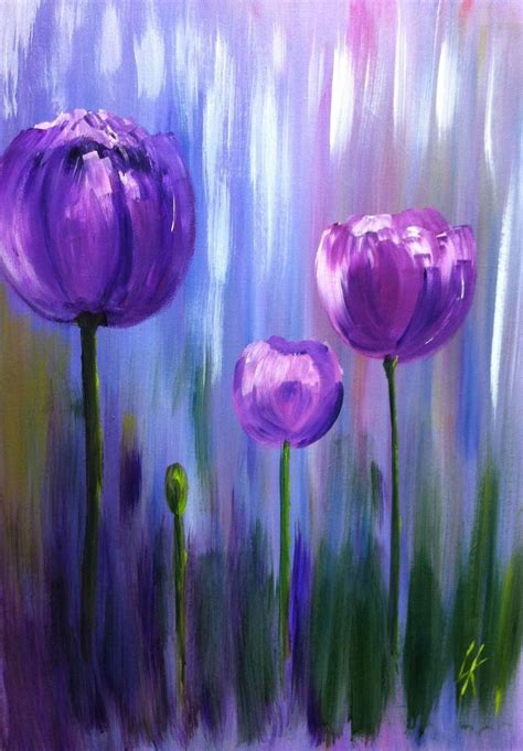 Purple tulips | Easy flower painting, Acrylic painting canvas, Simple acrylic paintings