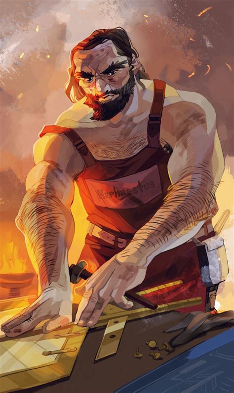 Hephaestus. Artwork by Viktoria Ridzel/Viria for Rick Riordan's Official Website Percy Jackson ...