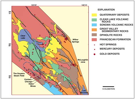 Geologic map of the Clear Lake volcanic field and location of the ...