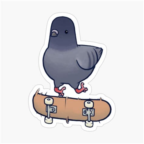 'Cute Skater Bird' Glossy Sticker by Digital-Market in 2020 | Coloring ...