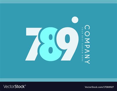 Number 789 blue white cyan logo icon design Vector Image