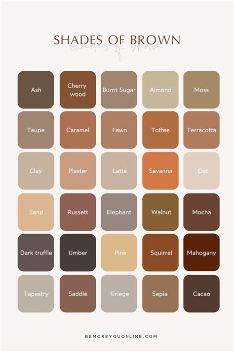 Shades of Brown | Brown colour palette inspiration | Brown color ...