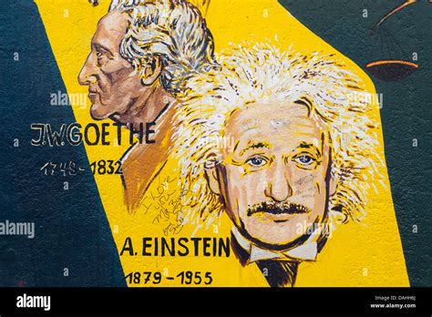 Justitia painting with Portraits of Einstein and Goethe by Klaus Niethardt, East Side Gallery ...