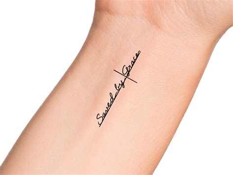 Saved by Grace Cross Temporary Tattoo - Etsy