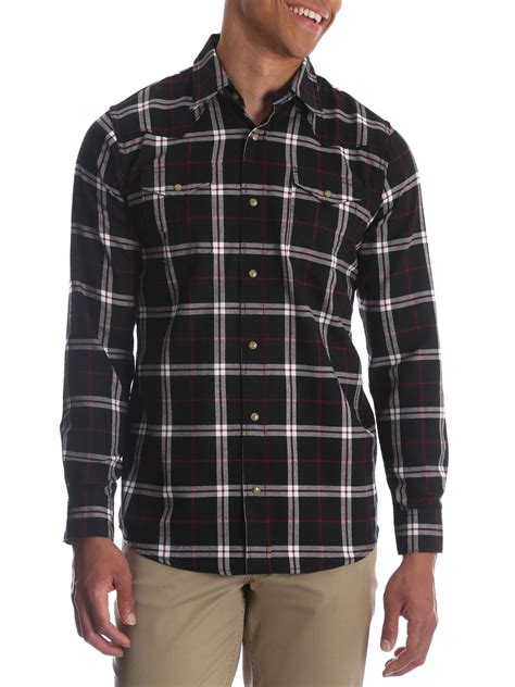 Wrangler Men's and big & tall long sleeve snap flannel shirt, up to size 5xl - Walmart.com