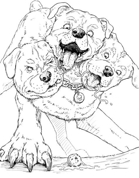 Giant Cerberus Coloring Page - Free Printable Coloring Pages for Kids