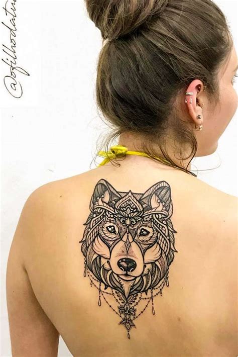 Traditional Girl Wolf Tattoo