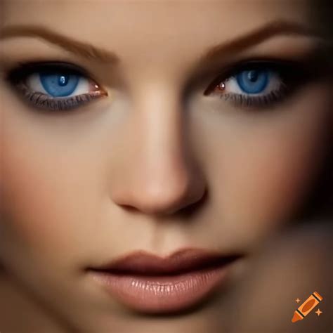 Portrait of a beautiful blonde woman with blue eyes
