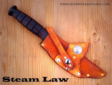 Just finished this KABAR sheath. Made with 9 oz cowhide for the sheath ...