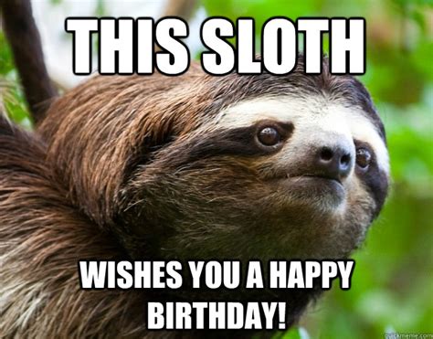 This sloth wishes you a happy birthday! - happy birthday sloth - quickmeme