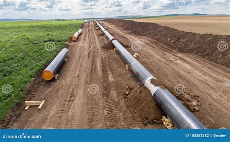 View of Gas and Oil Pipeline Construction. Pipes Welded Together Stock Photo - Image of ...