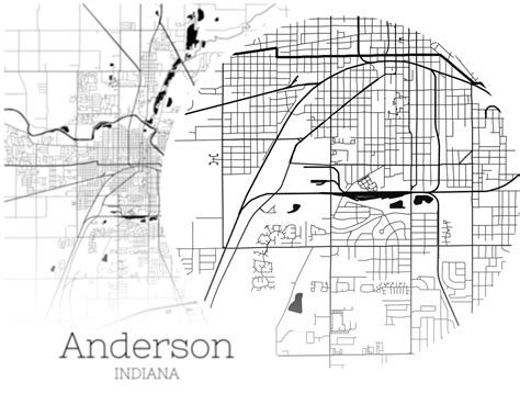 Anderson Map INSTANT DOWNLOAD Anderson Indiana City Map | Etsy