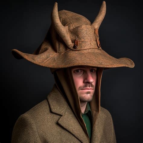 Premium AI Image | A man wearing a big hat with horns and a leather buckle