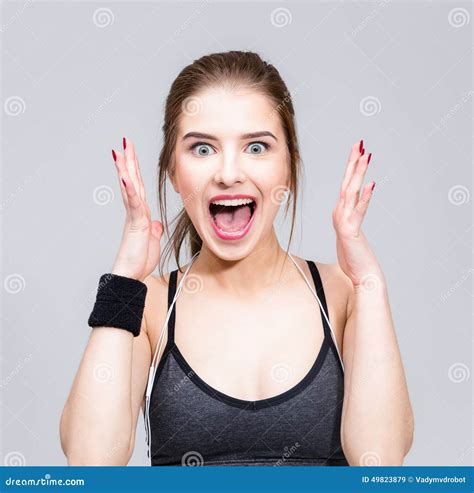 Woman Feel Surprised Facial Expression Stock Photo - Image: 49823879