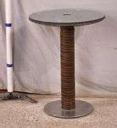 Round side table with glass top and metal base; 7850-001 - R.H. Lee & Co. Auctioneers