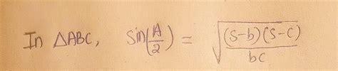 Derivation of half angle formula || Derivation of formula containing sine of the half angle