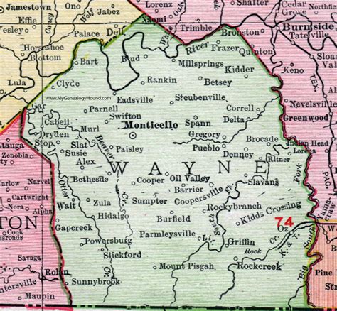 Wayne County, Kentucky 1911 Rand McNally, Monticello, Steubenville, Zula, KY