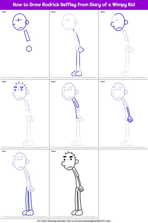 How to Draw Rodrick Heffley from Diary of a Wimpy Kid printable step by step drawing sheet ...