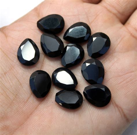 10 Pieces Natural Black Onyx Gemstone Faceted Gemstone Loose | Etsy