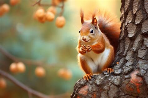 Premium AI Image | A red squirrel in the forest