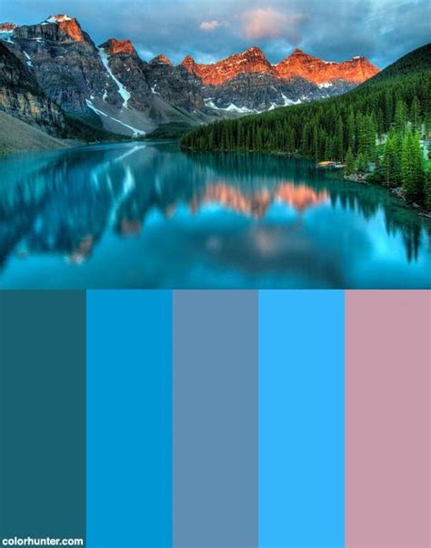 Moraine Lake Sunrise Color Scheme Soothing Paint Colors, Color Patterns, Color Schemes, Sunrise ...