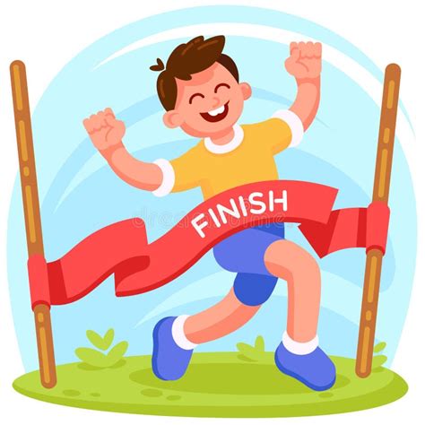 Boy at the finish stock vector. Illustration of athletic - 34438680