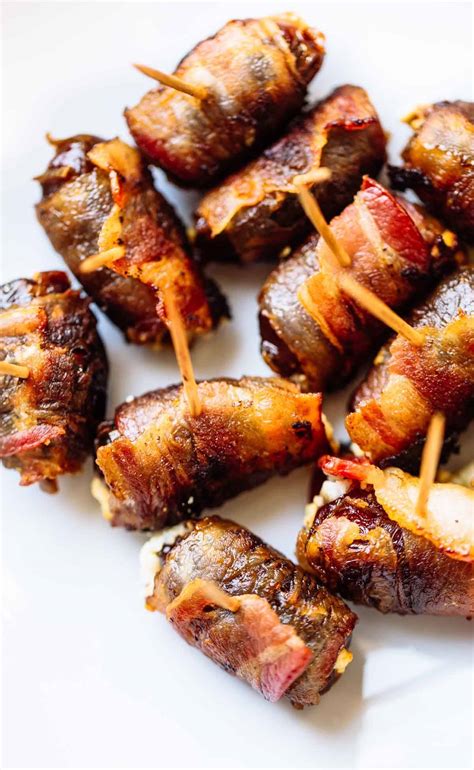 Bacon-Wrapped Dates with Goat Cheese - KissAnine