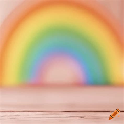 Pastel rainbow art on light wood background