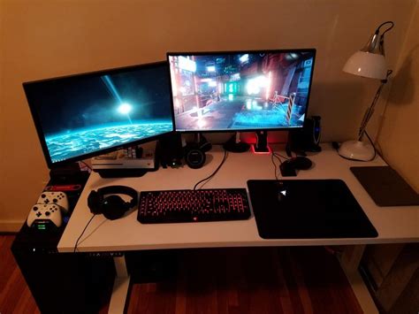 Black White and Red Setup | Setup, Pc setup, Gaming desk setup