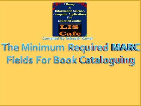 Minimum required fields for book cataloguing