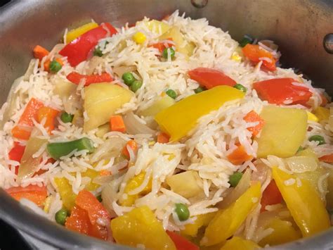 Easy Vegetable Rice Pilaf With Mixed Veggies On Stove Top