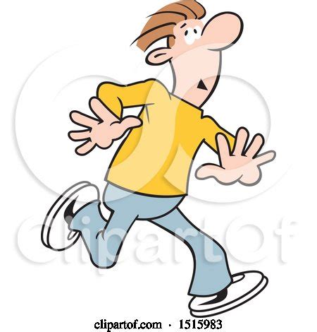 Clipart of a Cartoon Scared Man Running Away - Royalty Free Vector Illustration by Johnny Sajem ...