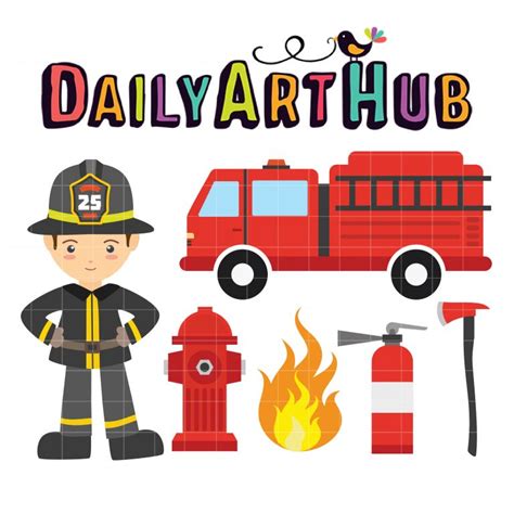 Fireman Equipment Set Clip Art Set – Daily Art Hub // Graphics, Alphabets & SVG