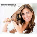 Care me Wooden Round Hairbrush 2.4" with Boar Bristles (1.2" Core) for Blow-Drying Straightening ...