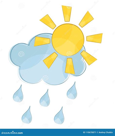 Wolk met zon en regen vector illustratie. Illustration of nave - 110670871