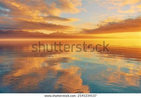 Bright Sunset Over Lake Geneva Switzerland Stock Photo 2145234137 ...