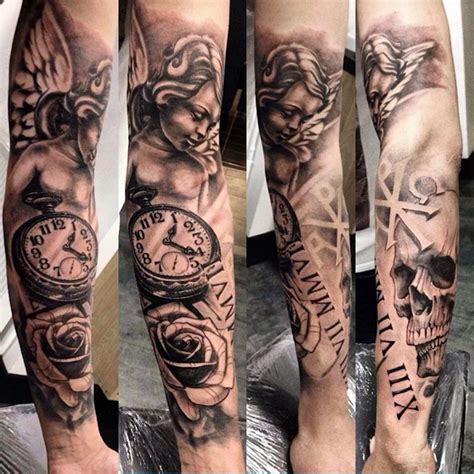 #angel #clockwork #skull #roses #sleeve Tattoo #tattoos #ink #lyon ...