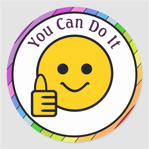 Thumbs Up Face You Can Do It Classic Round Sticker | Zazzle | Attività ...