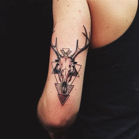 Deer Skull Tattoo | Done by Brandon Huckabey of Denver, CO | Deer skull ...