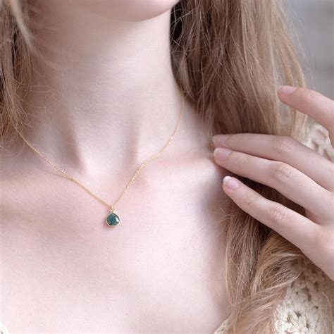 Tiny Gemstone Pendant Necklace, Simple Birthstone Necklace, Bridesmaid Jewelry, Gift for Her ...