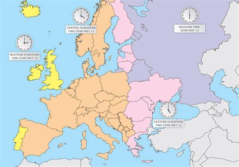 Time Zones Of Europe Europe Map Vector 108767 Vector Art at Vecteezy