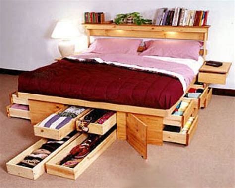 Bed frame with lots of hidden storage | Небольшая спальня, Компактная мебель, Организация вещей ...