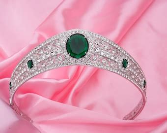 Princess Eugenie Swarovski Crystal & Green Zirconia Tiara, Princess ...