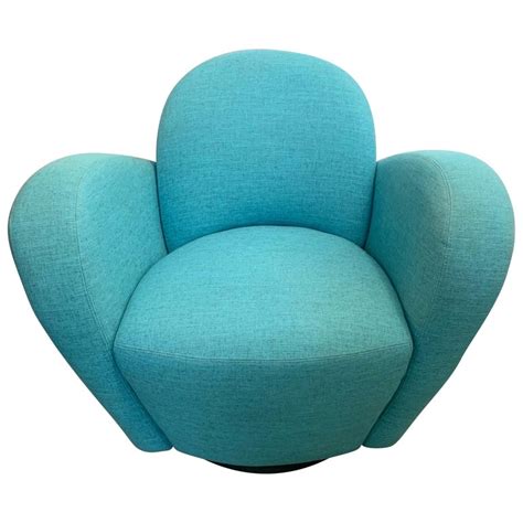 Mid-Century Modern Turquoise Upholstered Swivel Chair Weiman For Sale at 1stDibs | turquoise ...