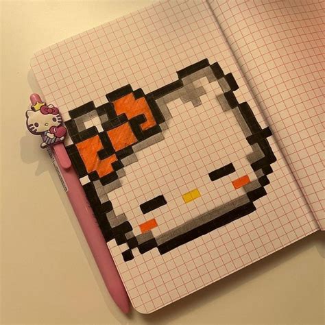 Sanrio pixel artꨄ in 2023 | Hello kitty drawing, Kitty drawing, Graph paper art