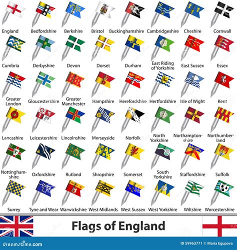 Flags of England, UK stock vector. Illustration of english - 59963771