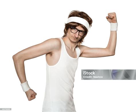 Funny Retro Sports Nerd Stock Photo - Download Image Now - Men, Slim, Humor - iStock